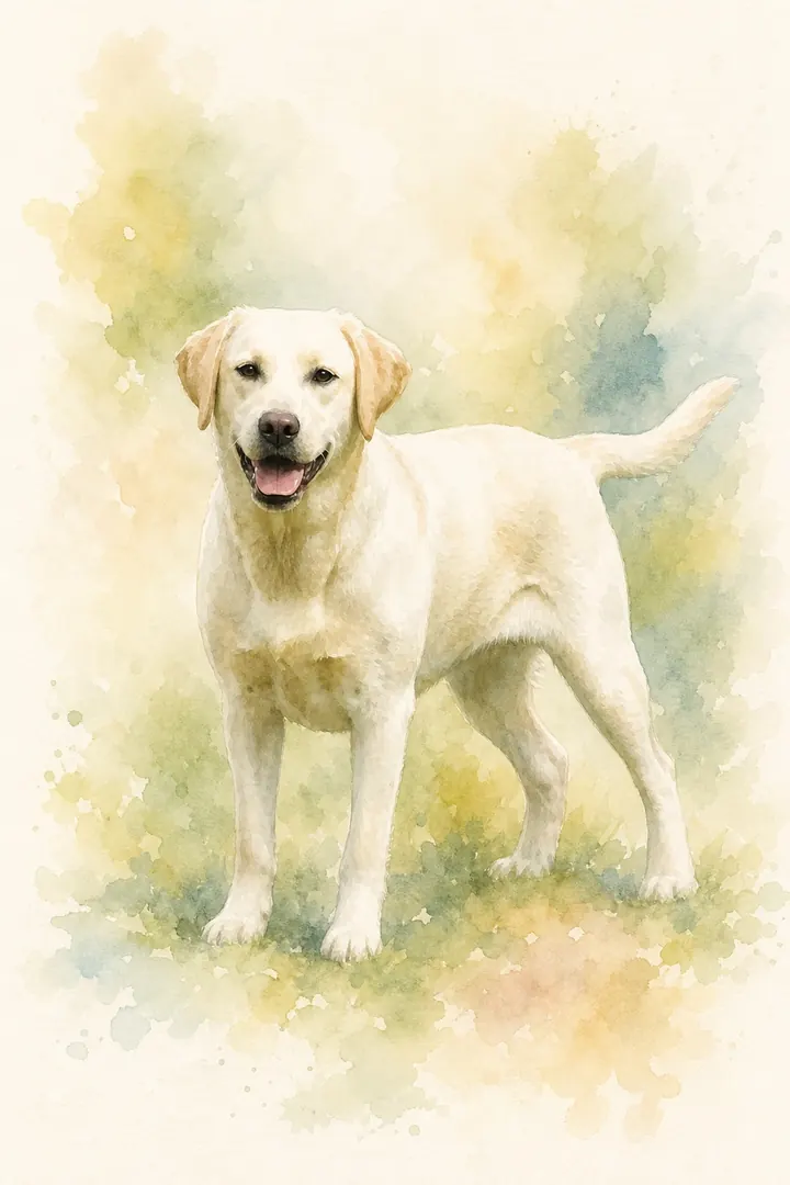 Watercolor pet portrait style — soft & airy